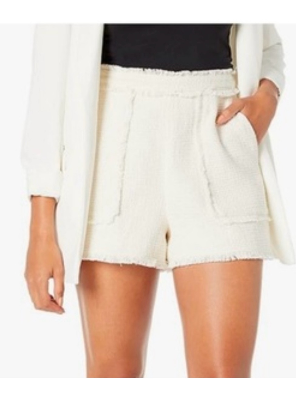 Cinq A Sept Allen Cream Boucl High-Waist Pocket Shorts
